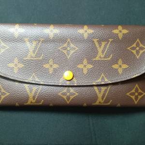 LOUIS VUITTON Monogram Emilie Wallet 黃色扣長錢包啡色