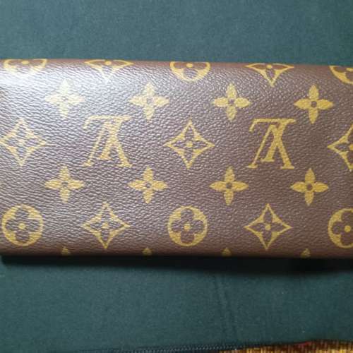 LOUIS VUITTON Monogram Emilie Wallet 黃色扣長錢包啡色