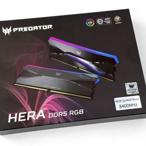 黑色Acer Predator Hera RGB DDR5-8400 48GB Kit (2x24GB)
