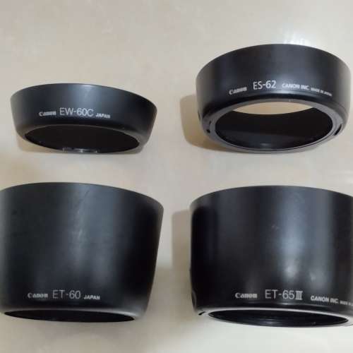 Canon原廠筒型遮光罩4款：EW60C、ES-62、ET60、ET65III