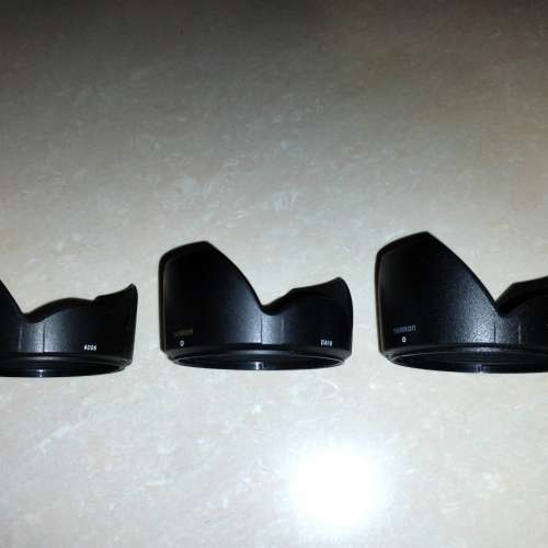 未用未套過Tamron鏡頭遮光罩3款：1)AD06、2)DA18、3)HA010遮光罩