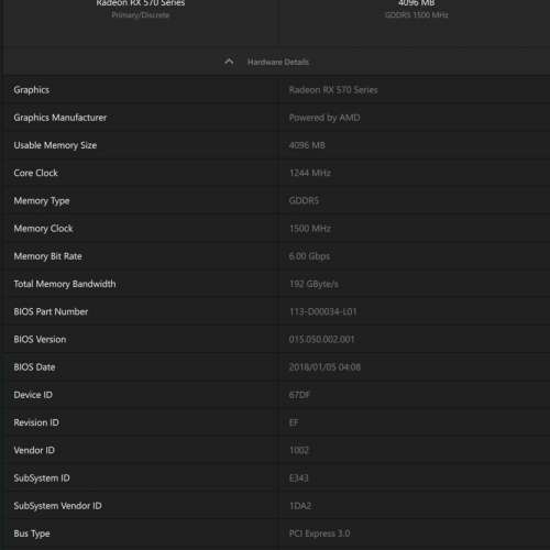 出售顯示卡 Sapphire PULSE RX570 ITX 4G GDDR5