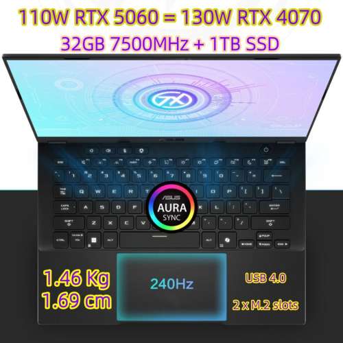 最輕薄 RTX5060 2025 AI7 HX350 華碩 ROG G14 天選 Air Asus TUF Gaming A14 14" Q...