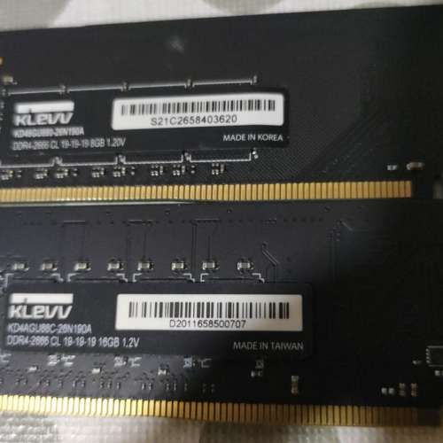 KLEVV Desktop Ram DDR4 2666 16GB+8GB共 24GB
