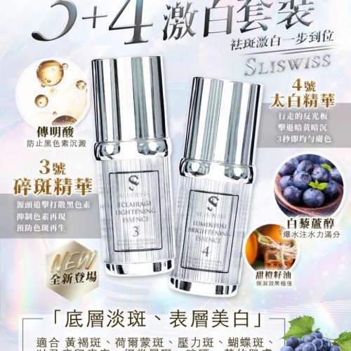 現貨🌸瑞士Sliswiss Plus 3+4激白套裝 （碎斑精華+太白精華)    | 落單後約3-5個工...