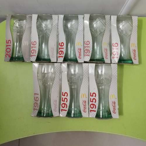 全新不同年份可口可樂玻璃杯New coca cola glass x 8