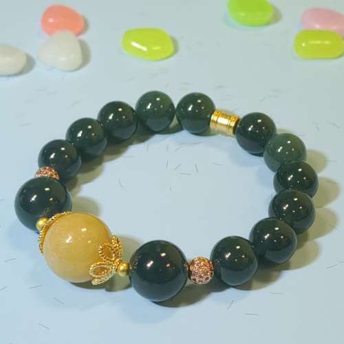 14CM藍水/滿黃翡翠手串