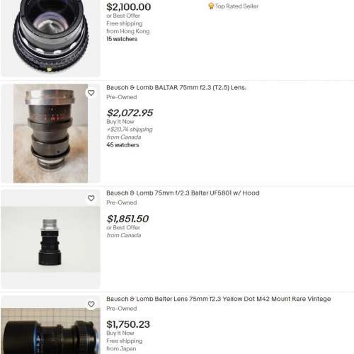 Bausch & Lomb BALTAR 75mm T2.3（改Nikon）美國白鏡皇 35mm大電影鏡Canon 大機 SO...