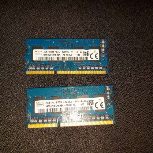 一對 HYNIX  PC3L-12800S 1600MHZ 2G SO-DIMM 1.35V 低電壓筆記型 記憶體 (RAM)