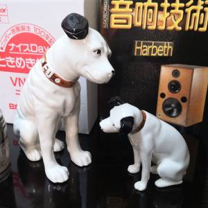 日本原裝VICTOR100周年紀念Nipper流聲機陶瓷小狗一對