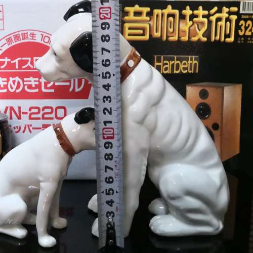 日本原裝VICTOR100周年紀念Nipper流聲機陶瓷小狗一對