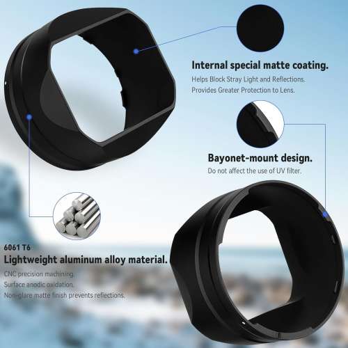 Haoge LH-HGR3 Metal Square Lens Hoods For RICOH GRIII, GR3 HDF 方形遮光罩