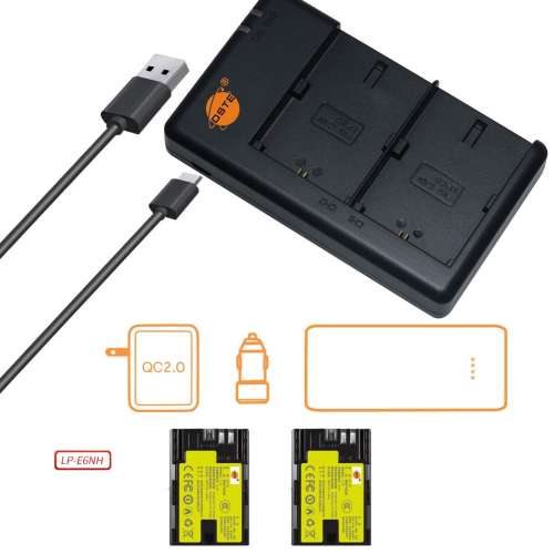DSTE LP-E6NH Fully Decoded Info-Lithium Battery With USB Charger For Canon
