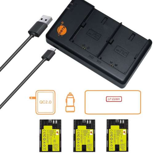 DSTE LP-E6NH Fully Decoded Info-Lithium Battery With USB Charger For Canon