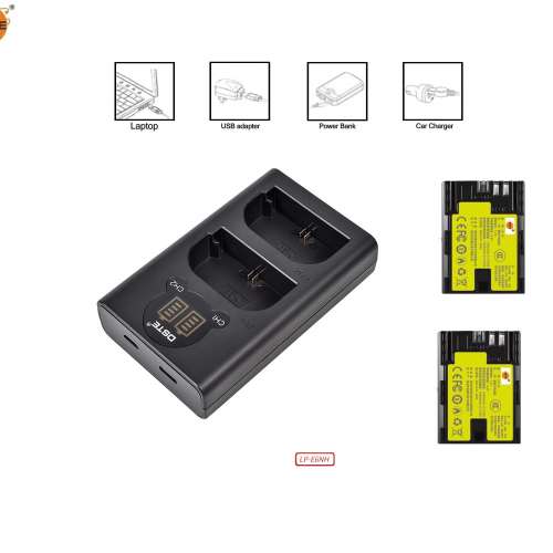 DSTE LP-E6NH Fully Decoded Info-Lithium Battery With DL-LPE6 LCD Display Charger