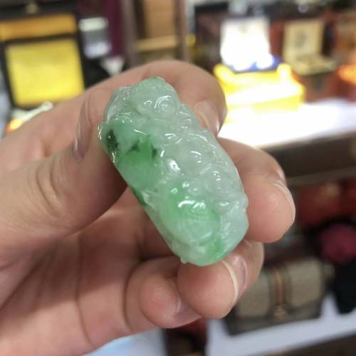 A貨翡翠花青種戒指