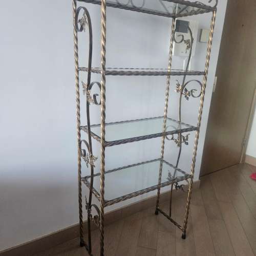 復古風3層鐵架連4件玻璃