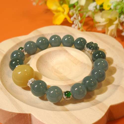 14CM藍水及滿黃翡翠手串