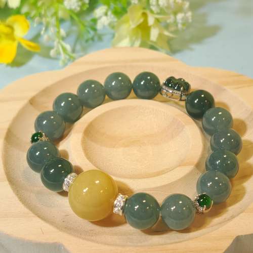 14CM藍水及滿黃翡翠手串