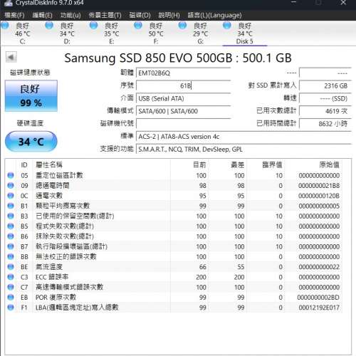 Samsng 850 EVO 500GB