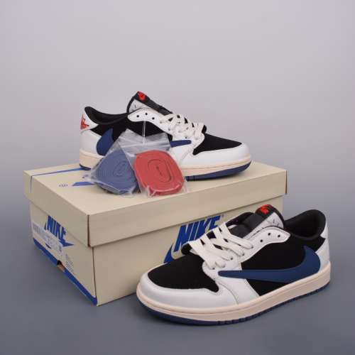 fragment x travis scott x nike air jordan 1 low三方聯名倒鉤黑藍Size：36-45