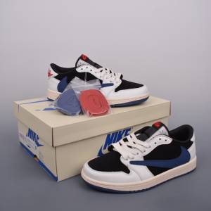fragment x travis scott x nike air jordan 1 low三方聯名倒鉤黑藍Size：36-45