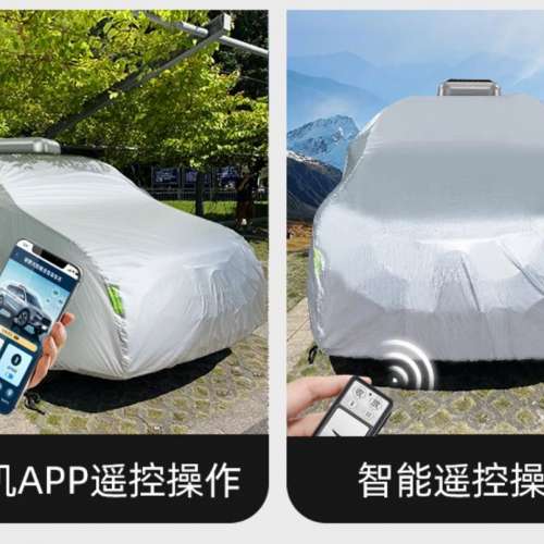 太陽能全自動車衣（升級至尊款：太陽能+app，黑色）