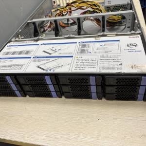伺服器/server2u，帶12位硬盤機箱 /case+2個火牛
