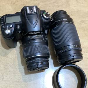 平用Nikon D90 連原廠18-55mm+原廠70-300mmG鏡頭 鏡片清冇花 送D70機身