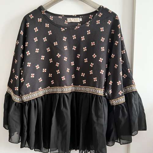 Boho embroidered peplum blouse