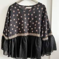 Boho embroidered peplum blouse
