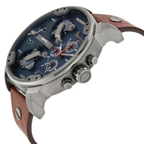 Diesel Mr Daddy 2.0 DZ7314 Grey Case Blue Dial Brown Strap Men's Watch