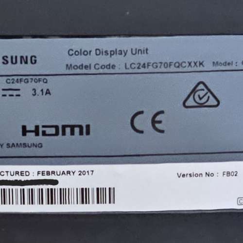 Samsung 24" 曲面遊戲專用顯示器 CFG70