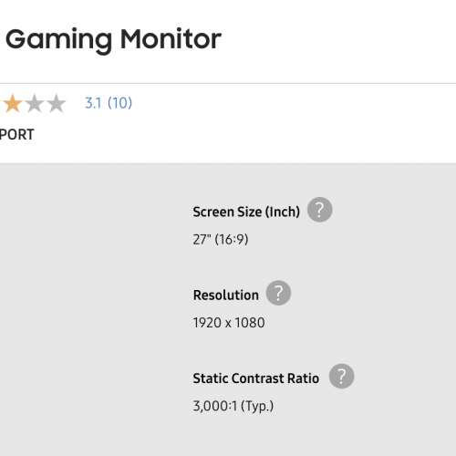 Samsung 24" 曲面遊戲專用顯示器 CFG70