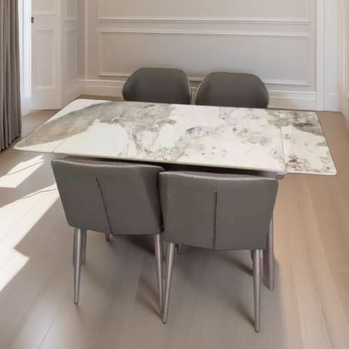 🆕🍸意式伸縮岩板餐桌飯枱和椅Italian retractable sintered stone dining table a...