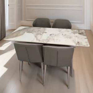 🆕🍸意式伸縮岩板餐桌飯枱和椅Italian retractable sintered stone dining table a...