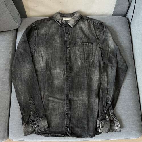 95% new 洗水靚料 Allsaints Garforth Shirt Washed black buy from official web 有...