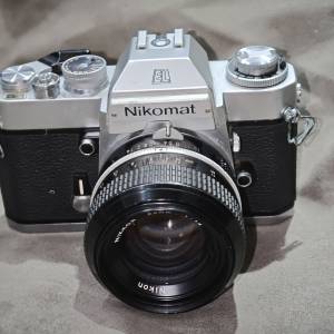Nikon nikomat EL 尼康 膠片菲林機 film Camera + 50/1.4 NAI 50mm 50  測光正常 快...