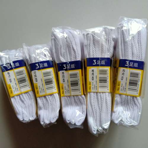 上學 棉 (4個size)白襪 > 特惠價 $4/對  x  6對以上