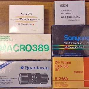 副廠庫存品鏡頭 Komura / Sigma / Sun / Tokina / Quantaray