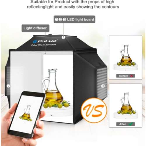 PULUZ Studio BOX  (3 light panels ) - Upgraded Portable Studio Softbox 40x40cm