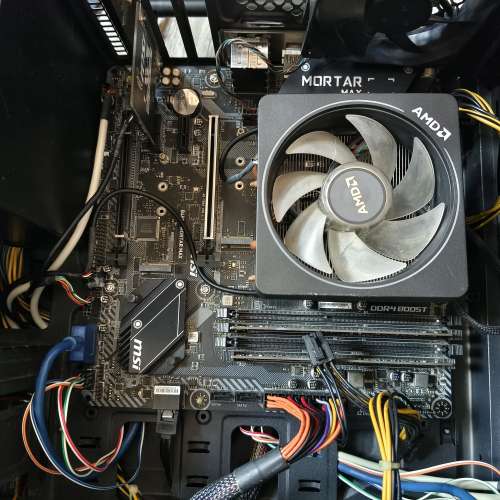 MSI B450m Mortar Max  主板+ amd r5 3600cpu 連原厂4銅管散熱扇 + 16G (8+8)3200 ...