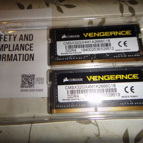 Corsair Vengeance DDR4 2666 32Gx2 共64GB Notebook Ram