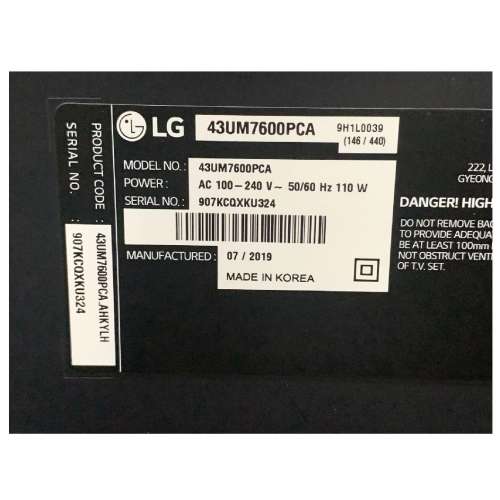 43吋 4K SMART TV LG43UM7600PCA 電視