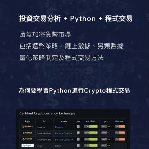 《Crypto程式交易課程 蔡嘉民| HKPTRC》《蔡嘉民Calvin》