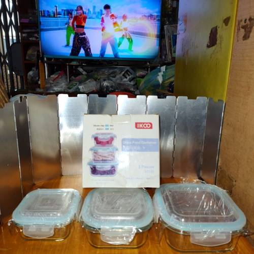 全新3件裝微波爐玻璃保鮮盒 $30