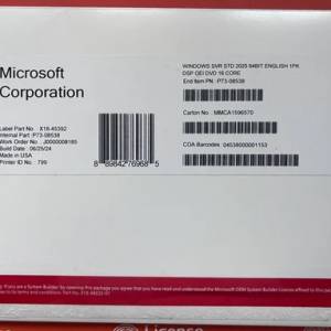 原裝正版Windows Server 2025 Standard 64Bit 16 Core OEM Pack With Installation...