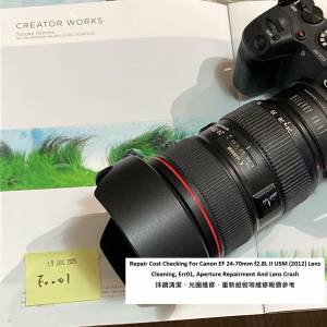 Repair Cost Checking For Canon EF 24-70mm f2.8L II USM (2012) Lens Cleaning