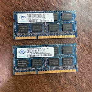 筆記本內存 DDR3-1066 2GB*2 Laptop SO-DIMM 南亞
