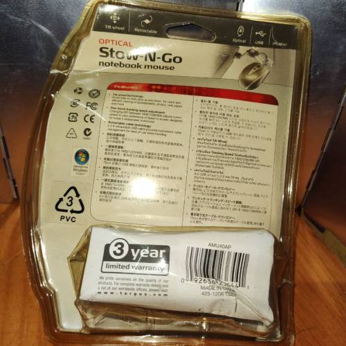 全新 OPTICAL Stow-N-Go notebook mouse Targus $20